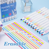 Surligneur liquide effaçable en vrac en gros personnalisé avec paillettes deux faces marqueurs à double extrémité stylos à encre gel ensemble avec logo pour l'école