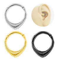 Lotus gros 16G larme anneau de segment articulé en acier inoxydable pour Septum, lèvre, sourcil et piercing d'oreille bijoux