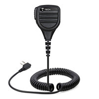Harga Pabrik TechSide TSMIC-M2 Mikrofon Speaker Bahu Tahan Air 2-Pin Midland Jack 3.5 mm Klip Putar 2-Pak