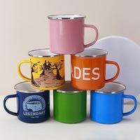 Tasses en émail coloré de qualité alimentaire de 350ml tasses à café en métal mignonnes pour le camping en plein air randonnée sac à dos et idée cadeau de remise des diplômes