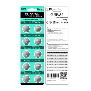 AG13-Batería de botón OEM ODM, tarjeta de blíster, 1,5 V, 0% Hg, alcalina, manganeso, lr41, ag1, ag3, ag4, ag13, para reloj