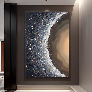Pintura al Óleo Abstracta, Cielo Estrellado, Marco Dorado Rectangular, Arte Moderno Minimalista para Pared de Sala de Estar - Product Image 4