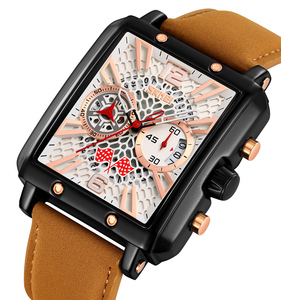 Skmei 9340 moda cara personalizada hombre <span class=keywords><strong>reloj</strong></span> de cuarzo agradable correa de cuero genuino 3 diales cronómetro personaje <span class=keywords><strong>reloj</strong></span> de negocios - Product Image 1
