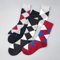 Chaussettes de sport classiques personnalisées en Spandex/Nylon/Coton, noires, motif Argyle, tricotées, avec logo au bas du pied, collection Printemps