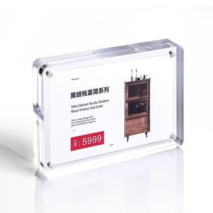 Elor personalizado alto magnético acrílico doble cara signo titular altamente transparente inclinado precio etiqueta plexiglás marco Acrílico - Product Image 3