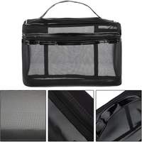 Voyage cosmétique sac femmes fermeture éclair maille trousse de maquillage pochette de rangement vinyle air toilette beauté clair sacs cosmétiques