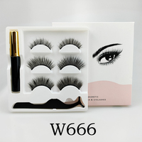 5 paires de faux cils magnétiques, 3 paires de pince à épiler, Eyeliner liquide magnétique