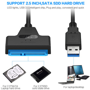 Câble adaptateur USB 3.0 vers SATA en cuivre pour SSD/HDD externe 2,5 pouces - Prise en charge 6 Gbit/s pour disque dur SSD/HDD 2,5 pouces <span class=keywords><strong>22</strong></span> broches SATA III pour PC - Product Image 4