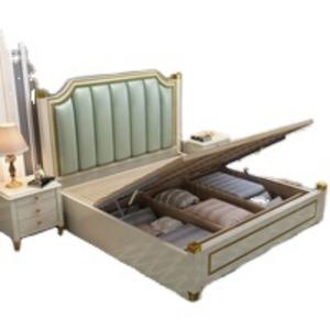 Lit double de luxe en cuir pour fille, style nordique simple, collection de meubles de chambre à coucher, best-seller - Product Image 2