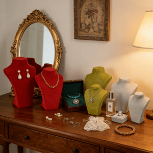 ขาตั้งโชว์สร้อยคอแบบหุ่นสำหรับร้านขายเครื่องประดับ พร้อมที่เก็บเครื่องประดับ อุปกรณ์ตกแต่งร้านค้า ขายส่ง - Product Image 1