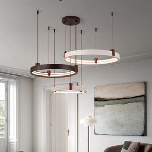 Lámpara Colgante LED Circular de Lujo, Travertino Amarillo, para Escalera de Villa, Sala de Estar, Iluminación Principal - Product Image 2