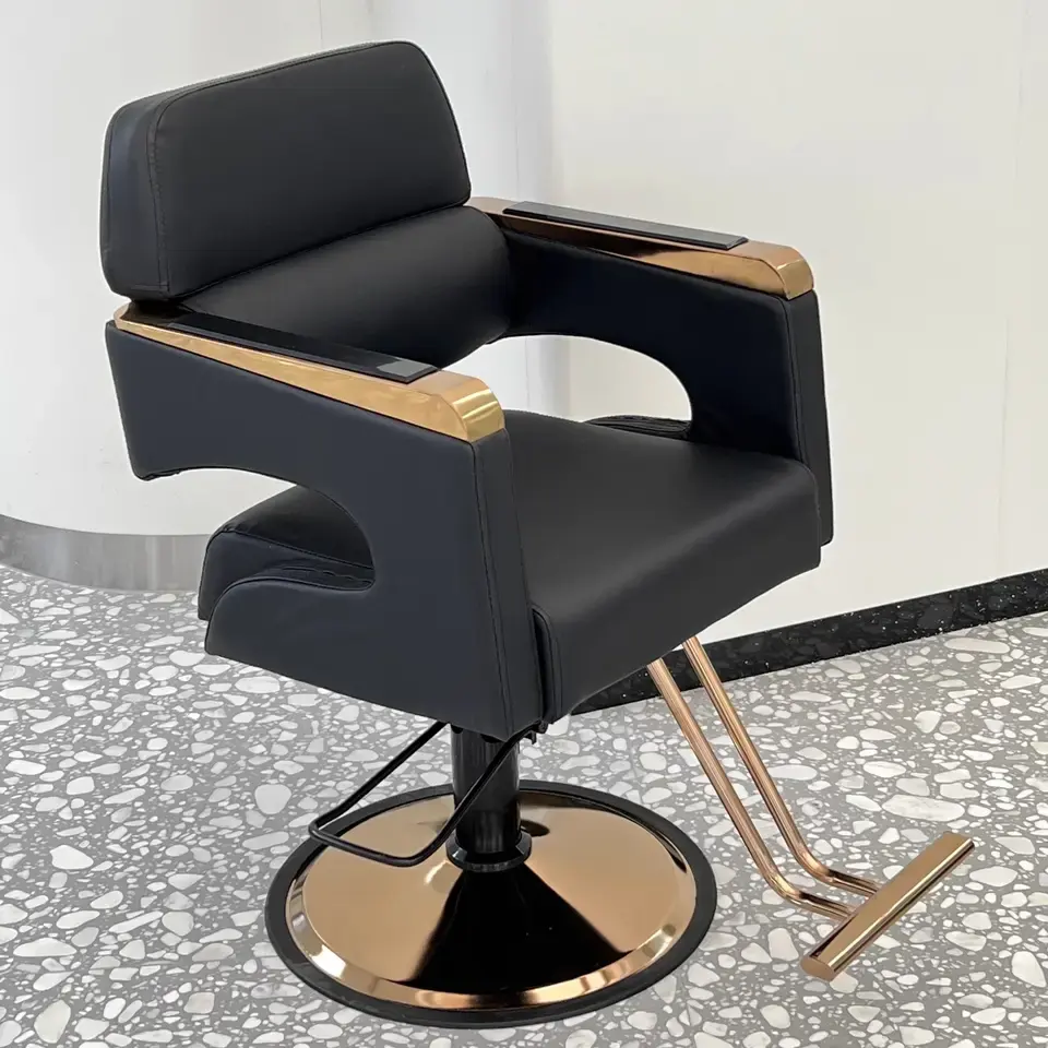 Fancy PU leather salon furniture anti-fatigue floor mat chair hairdresser barber chair black salon barber shop chair