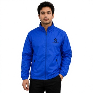Veste de sport personnalisée pour homme, coupe-vent à fermeture éclair intégrale, veste d'entraînement bleue tendance, veste en polyester pour équipe sportive - Product Image 3