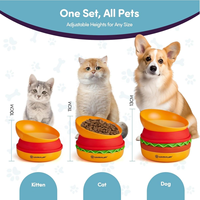 KANLAN – Nouvel ensemble de gamelles 5-en-1 élégantes en silicone et plastique à imprimé animal pour animaux de compagnie (chats et chiens) – Étanche et portable pour intérieur/extérieur
