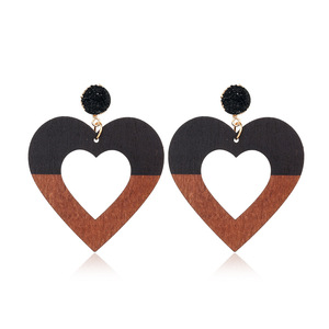 Boucles d'oreilles en bois Musesure, <span class=keywords><strong>best</strong></span>-<span class=keywords><strong>seller</strong></span>, style européen et américain, géométriques, creuses, faites à la main, légères - Product Image 4
