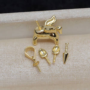 Plata S925, Colgante de unicornio con perla alienígena barroca, Bandeja vacía para DIY, Accesorios de joyería femenina de moda, 4222 - Fornituras y componentes - Product Image 2