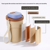 Tasse à café isotherme en acier inoxydable de 370 ml avec logo personnalisé, grande capacité, résistante à l'ébullition, garde au chaud/au froid 12H, anti-fuite