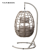 VANRIOS-HB-07 de jardin suspendu en métal, chaise d'extérieur pliable en forme d'oeuf, chaise de camping, balançoire à oeuf avec support