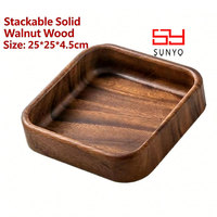 SUNYO Assiette à dessert et plateau à collation en bois massif gravé, écologique, moderne et luxueux, pour les fêtes, service de fruits secs