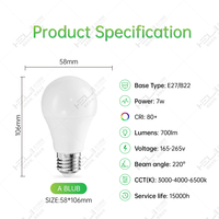 Ampoule LED B22 7W 700LM, Lampe Moderne Lumineuse avec Large Gamme d'Utilisation pour Usage Résidentiel