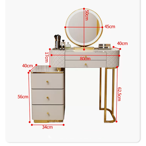 Mobilier moderne intelligent et luxueux Coiffeuse de princesse multifonctionnelle Armoire latérale avec chaise miroir Ensemble de commodes pour chambre à coucher - Product Image 3