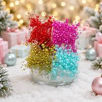 Guirlande de perles en plastique rose réglable et faite à la main de 4 m, pour intérieur/extérieur, pour sapin de Noël, couronne ou toile de fond de mariage