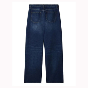 Indaco Whisker Wash Denim sbiadito con finitura cotone Denim cinque tasche a gamba dritta <span class=keywords><strong>Jeans</strong></span> larghi da <span class=keywords><strong>uomo</strong></span> con occhielli laterali - Product Image 2