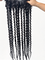 Extensions de cheveux synthétiques bouclés à la française, noir naturel, trame simple, ondulations spirales, pour tressage