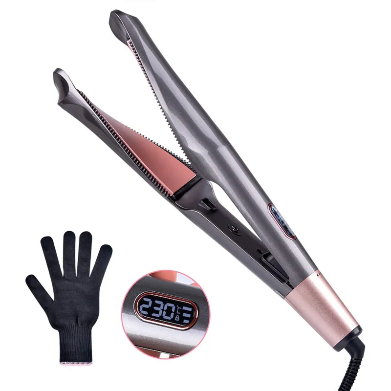 Twisted Flat Iron 2 in 1 Hair Straightening And Curling Iron LCD Ceramic Hair Curler And Straightener