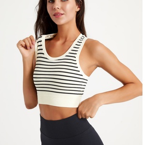 Women's <b>Strip</b> Slim-Fit Tank Tops Basic Cropped Racerback Athletic Sports Shirts Knitted Breathable Summer Going Out Tops - Product Image 4