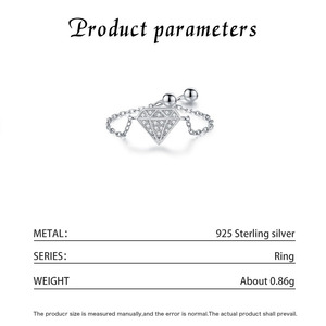 S925 Silver Geometric Diamond Shape <b>Ring</b> Pave Setting <b>Crystal</b> Rhinestone Minimalist Unisex Everyday Wear - Product Image 2