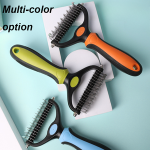 Vente en gros râteau à brosse de toilettage double face <span class=keywords><strong>extra</strong></span> <span class=keywords><strong>large</strong></span> pour animaux de compagnie, bleu - Product Image 4