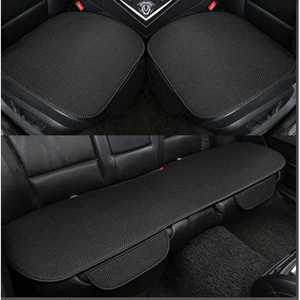 Ice Silk Car Seat <b>Cushion</b> Set Black 3-Piece For Front And <b>Back</b> Seats - Product Image 3