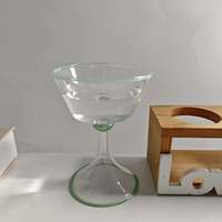 Verre à vin soufflé à la main avec bord vert - Design européen - Résistant à la chaleur - Capacité de 180 ml - Pour la maison, le bar et les occasions spéciales - Marque Jingyi