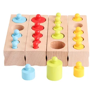 Montessori Sensory Teaching Aids Early Education Toys Ten Groups Of Three-step Colorful Cylinder Blocks Sockets