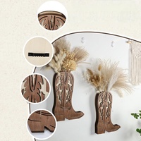 Vas Bunga Gantung Sepatu Koboi Rustic dari Kayu, Pot Tanaman Dinding Unik Bergaya Barat untuk Dekorasi Dinding Rumah, Ruang Tamu & Pintu Masuk