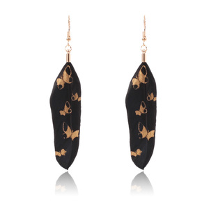 ต่างหูขนนกอะคริลิคเรซิ่นชุบทองสไตล์โบฮีเมียเครื่องประดับสำหรับงานปาร์ตี้ของผู้หญิง - Product Image 6