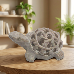 Objet décoratif en pierre savonneuse en forme de tortue - Product Image 2