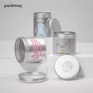 Boîte en aluminium pour poudre de talc pour bébé - Boîte ronde hermétique vide en stock, impression personnalisée pour le stockage de poudre corporelle - Product Image 5