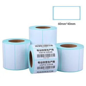 Waterproof Plain Label Roll Supermarket Barcode Sticker 60x40mm Price Direct Thermal Labels