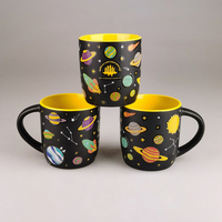 Vente en gros de tasses à thé en grès de 12 oz, deux couleurs, avec logo personnalisé imprimé, mug à café en céramique noir mat pour cadeau promotionnel