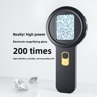 Hot Selling 200X Hand Holding Magnifying Glass with Light Handle Optical Glasses Lens Reading Collection Gift V19