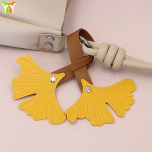 Faux Leather Ginkgo Leaf Keychain Funky Style Green <b>Bag</b> <b>Charm</b> for Handbags Plant Lover Gifts - Product Image 4