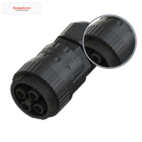 Conector LED Redondo con Abrazadera de Tornillo Hembra de 4 Pines y 450V CA, IP68, para Iluminación de Jardines y Paisajes