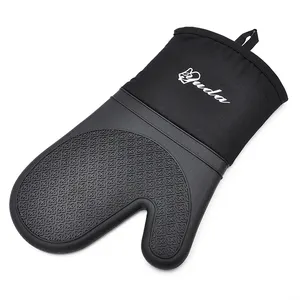 De silicona de grado de alimentos horno mitt guantes de goma de silicona guantes de cocina con impresión personalizada