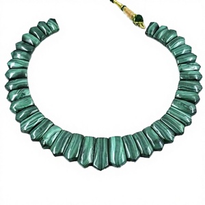 Collier en malachite verte naturelle de qualité supérieure, perles fantaisie certifiées, bijoux de soirée, cadeau pour elle, Alif International - Product Image 3