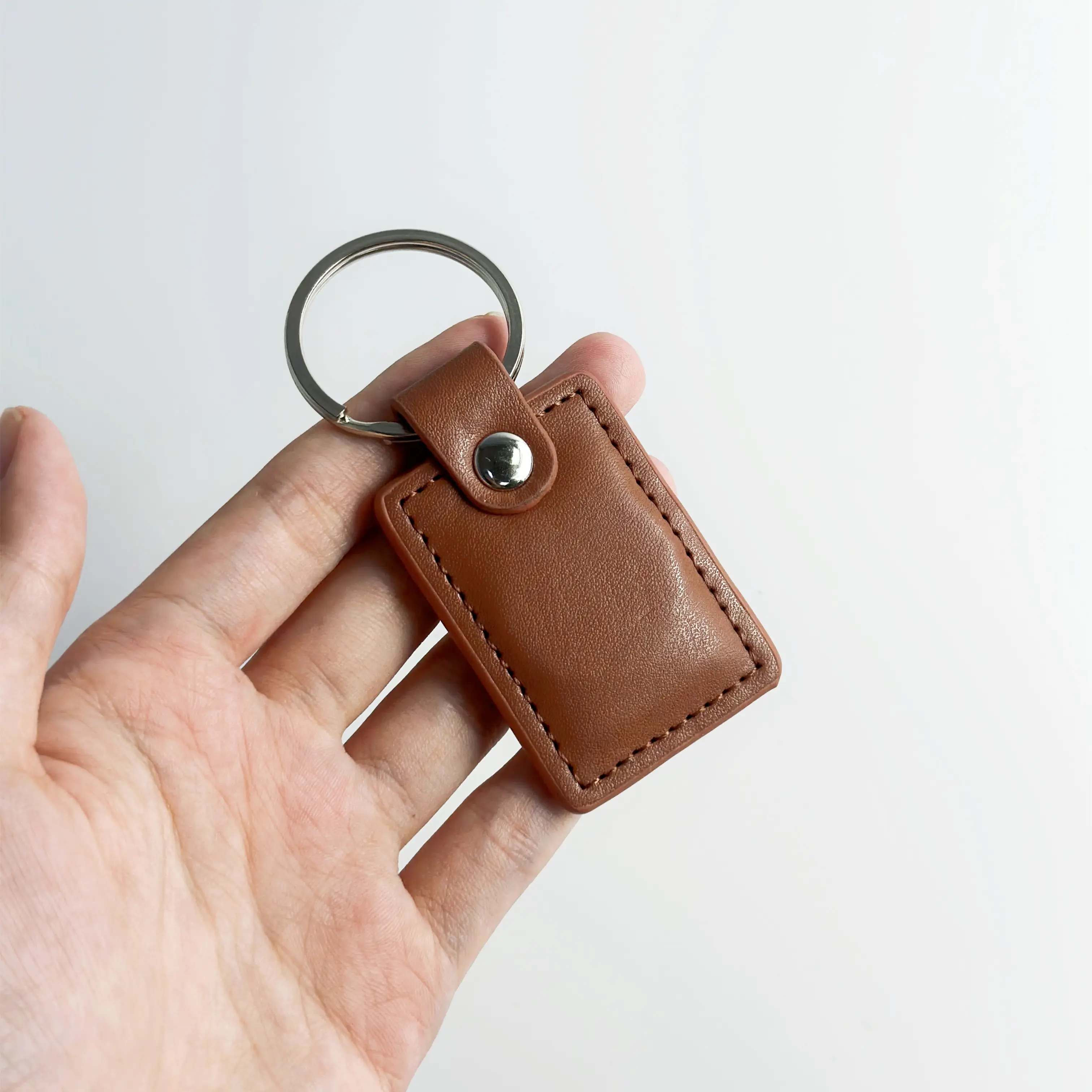 RFID leather embossed logo key tag rfid access control keychain