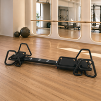 Máquina de Pilates Reformer Compacta, Entrenador de Resistencia de Cuerpo Completo con Carro Deslizante y Agarraderas Múltiples