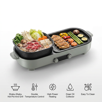 Grill électrique vertical sans fumée 2-en-1 grande capacité 5L avec revêtement antiadhésif et fonction Hot Pot