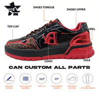 Zapatillas de Plataforma con Parches Metálicos de Cuero Patentado con Estampado de Leopardo y Logotipo Grabado Personalizado, Zapatillas de Deporte Casuales de Lujo para Caminar